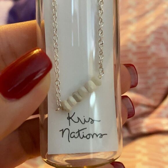 kris nation Jewelry - NWOT Silver overlay 16” with white beads